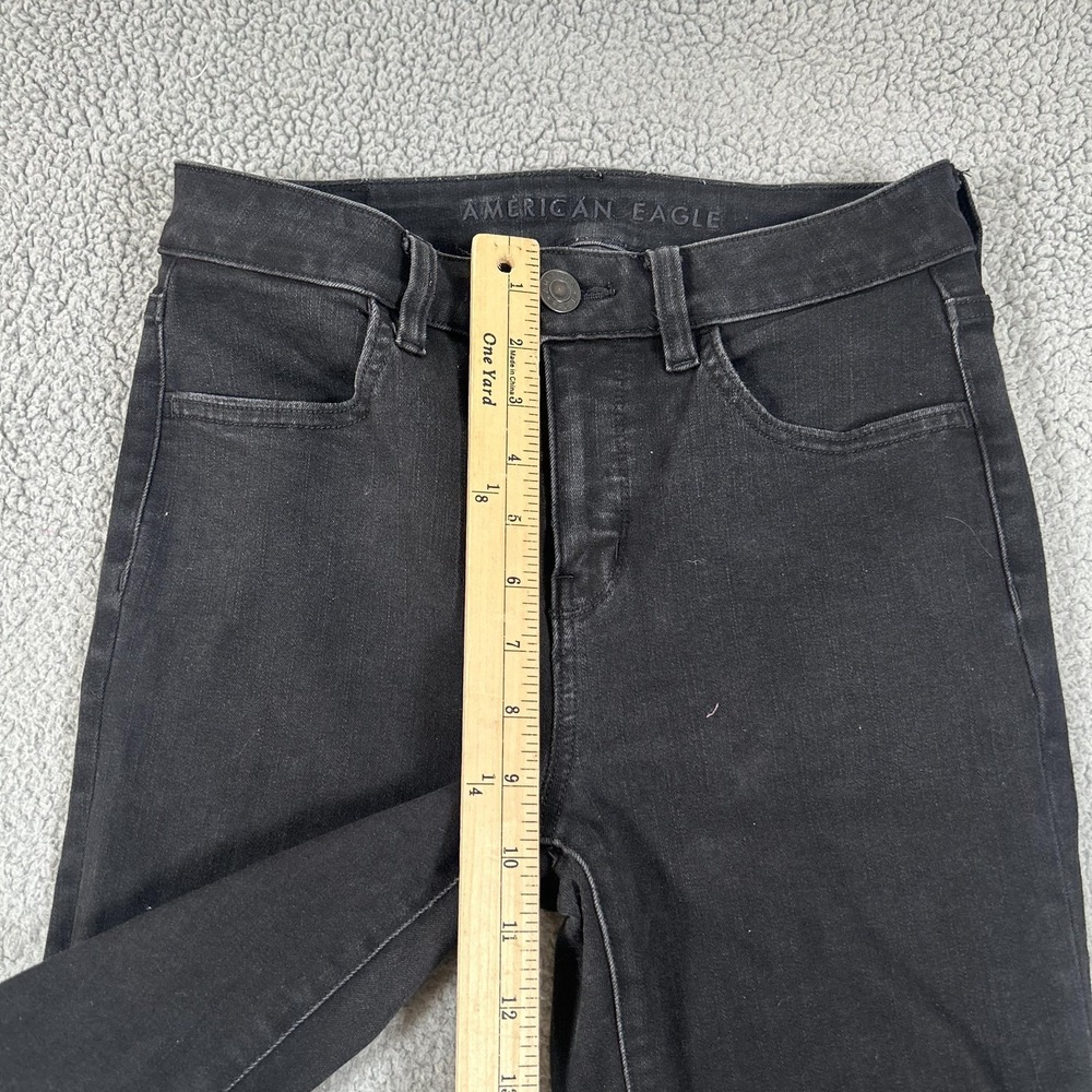 American Eagle Jegging Jeans Womens 6 Black High Rise Skinny Stretch Denim Pants - Picture 10 of 16